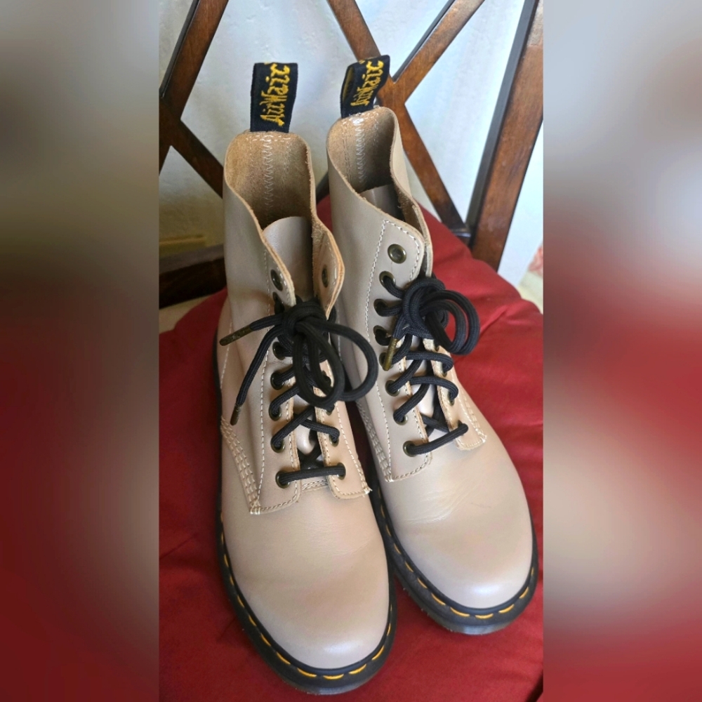 Dr. Martens Beige Lace-Up Boots